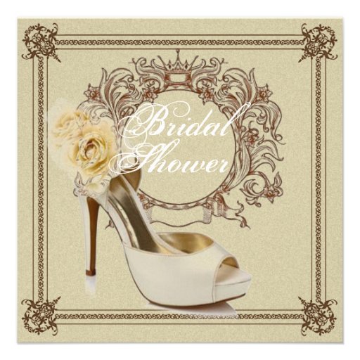 Elegant Vintage Stiletto Bridal Shower Invitation