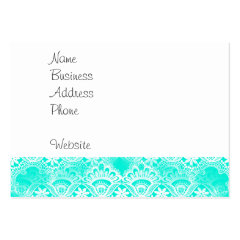 Elegant Vintage Teal Turquoise Lace Damask Pattern Business Cards