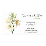 Elegant, vintage white lily flower professional business card template