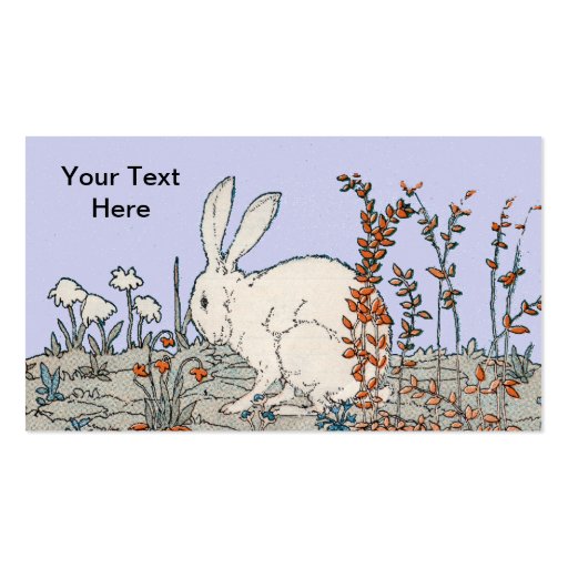 Elegant Vintage White Rabbit Business Card Template (back side)