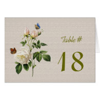 Elegant vintage white rose flowers table number greeting card