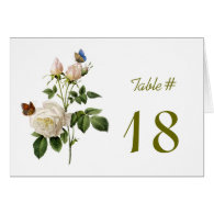 Elegant vintage white rose flowers table number greeting cards