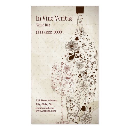 Elegant Vintage Wine Bar Business Card (front side)