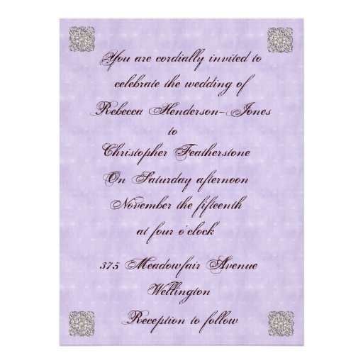 Elegant Violet Vintage Wedding Invitation