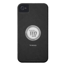 Elegant Virgo Zodiac Sign with Black Leather | iPhone 4 Case-Mate Case