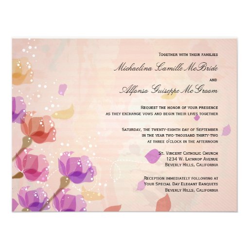 Elegant Watercolor Tulips Formal Wedding Invite