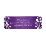 Elegant Wedding Address Cherry Blossom Purple Return Address Label