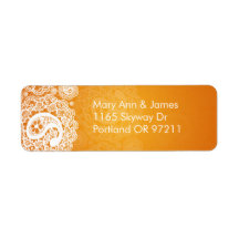 Elegant Wedding Address Paisley Lace Orange Labels