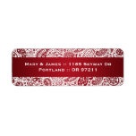 Elegant Wedding Address Paisley Pattern Red Return Address Label