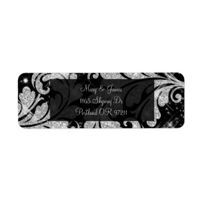 Elegant Wedding Address Silver Glitter Swirl Return Address Labels
