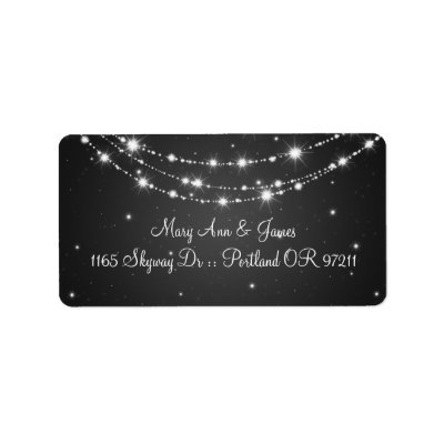 Elegant Wedding Address Sparkling Chain Black Personalized Address Labels