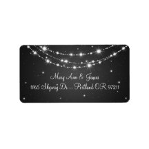 Elegant Wedding Address Sparkling Chain Black Personalized Address Labels