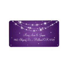 Elegant Wedding Address Sparkling Chain Purple Custom Address Labels