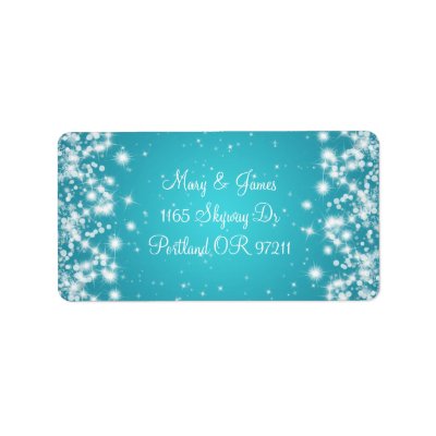 Elegant Wedding Address Winter Sparkle Blue Custom Address Labels