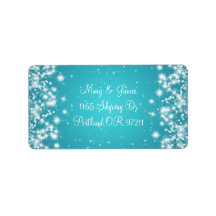 Elegant Wedding Address Winter Sparkle Blue Custom Address Labels