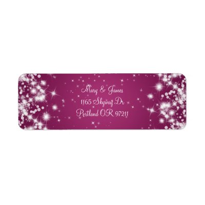 Elegant Wedding Address Winter Sparkle Pink Return Address Label