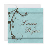 Elegant Wedding Anniversary Floral Blue Brown Custom Invites