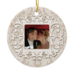 Elegant Wedding Anniversary Personalize Photo Christmas Ornaments