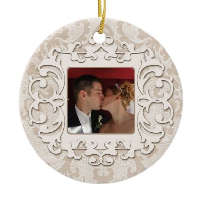 Elegant Wedding Anniversary Personalize Photo Christmas Ornaments