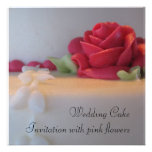 Elegant Wedding Cake with pink roses Custom Invitations