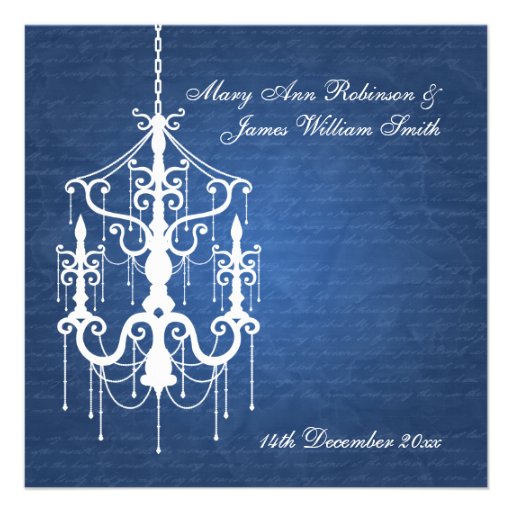 Elegant Wedding Chandelier Blue Announcement