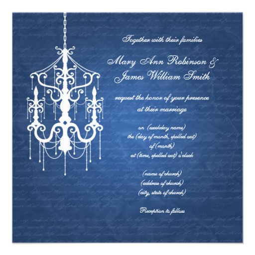 Elegant Wedding Chandelier Blue Announcement