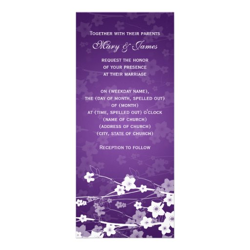 Elegant Wedding Cherry Blossom Purple Announcements