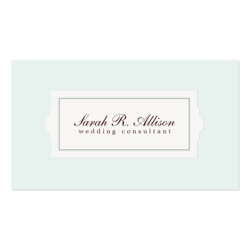 Elegant Wedding Consultant Plaque Business Card (front side)