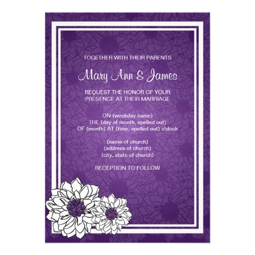 Elegant Wedding Dahlia Floral Purple Announcements