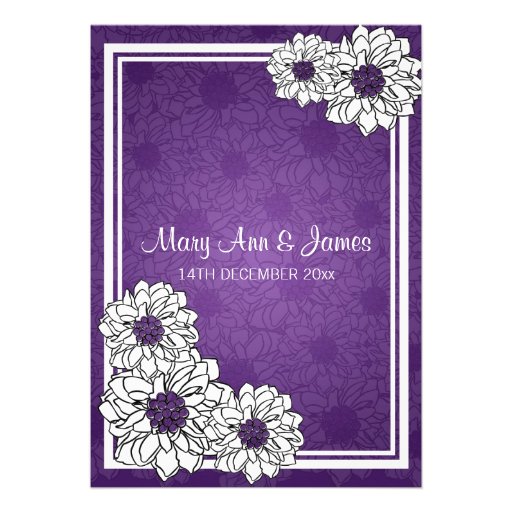 Elegant Wedding Dahlia Floral Purple Announcements (front side)