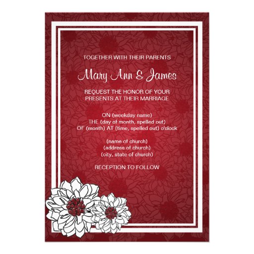 Elegant Wedding Dahlia Floral Red Invitation