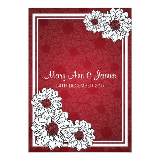 Elegant Wedding Dahlia Floral Red Invitation | Zazzle