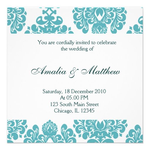 Elegant Wedding Damask Custom Invitations