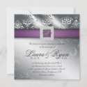 Elegant Wedding Damask Jewel Purple Silver Personalized Invites