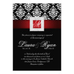 Elegant Wedding Damask Jewels Red Black White Announcements