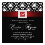 Elegant Wedding Damask Jewels Red Black White Sq Personalized Invitations
