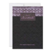 Elegant Wedding Damask Purple Black Personalized Invite