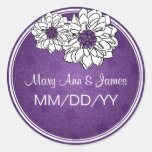Elegant Wedding Date Dahlia Floral Purple Stickers
