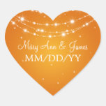 Elegant Wedding Date Sparkling Chain Orange Heart Stickers