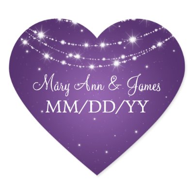 Elegant Wedding Date Sparkling Chain Purple Stickers