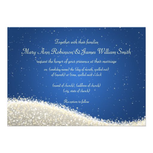 Elegant Wedding Dazzling Sparkles Blue Card