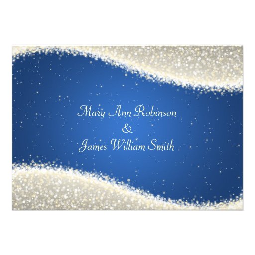 Elegant Wedding Dazzling Sparkles Blue Card