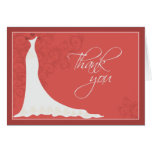 Elegant wedding dress bridal shower thank you card