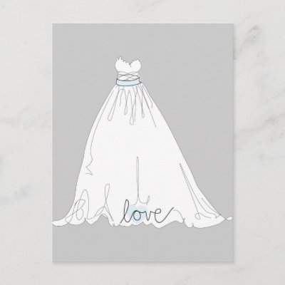 Elegant Wedding Dress Invitation Postcards