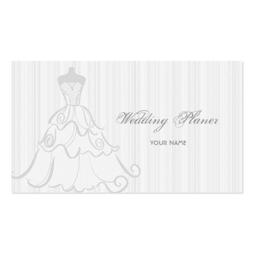 Elegant Wedding Dress White And Gray Business Cards (front side)