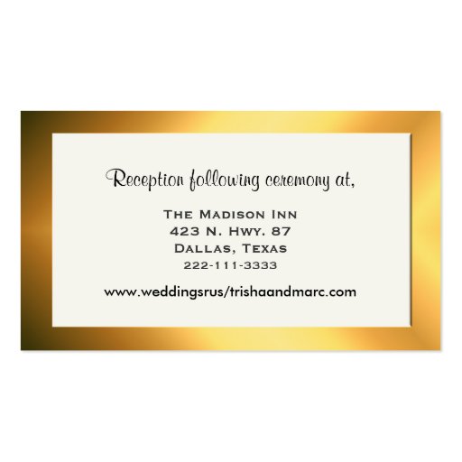 Elegant Wedding enclosure cards Business Card (front side)