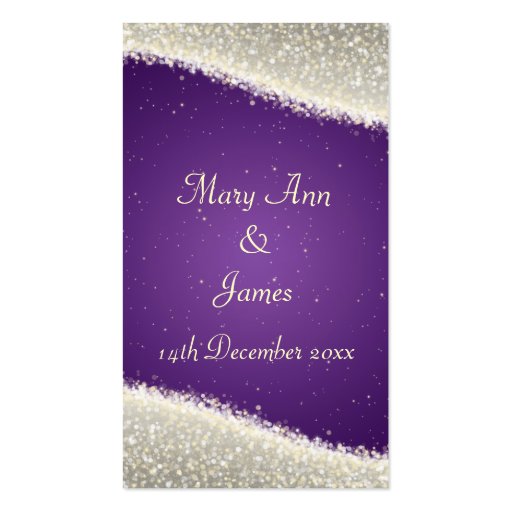 Elegant Wedding Favor Tag Dazzling Sparkles Purple Business Card