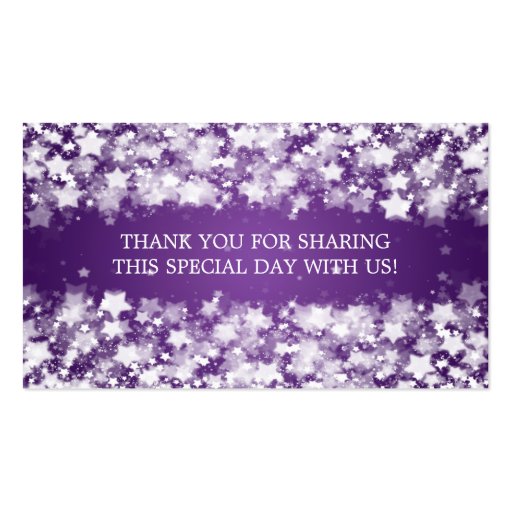 Elegant Wedding Favor Tag Dazzling Stars Purple Business Card Template (back side)
