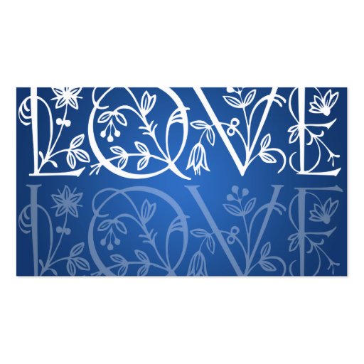 Elegant Wedding Favor Tag Love Flourish Blue Business Card Template (back side)