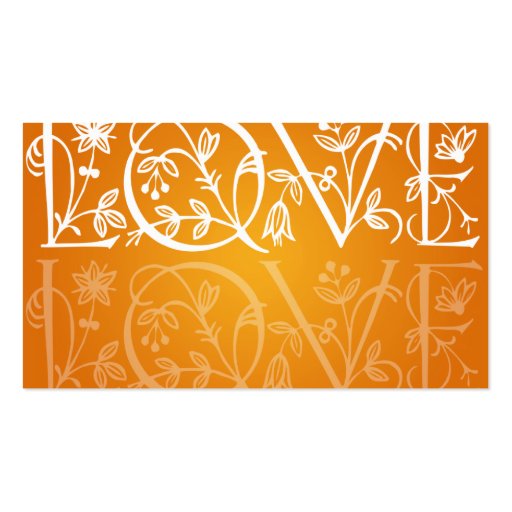 Elegant Wedding Favor Tag Love Flourish Orange Business Card (back side)